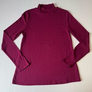 Free People Beach Women’s Medium Plum Berry Purple Mock Neck Long Sleeve Top